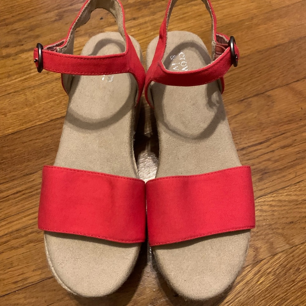Crown & Ivy Red Sandals with Ankle Strap
